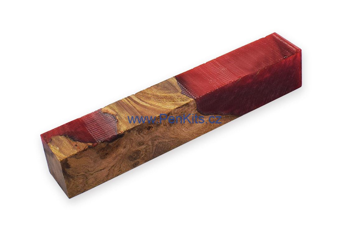 Stabilizovaný polotovar pro pero - hybrid (žlutá + tmavě červená)
