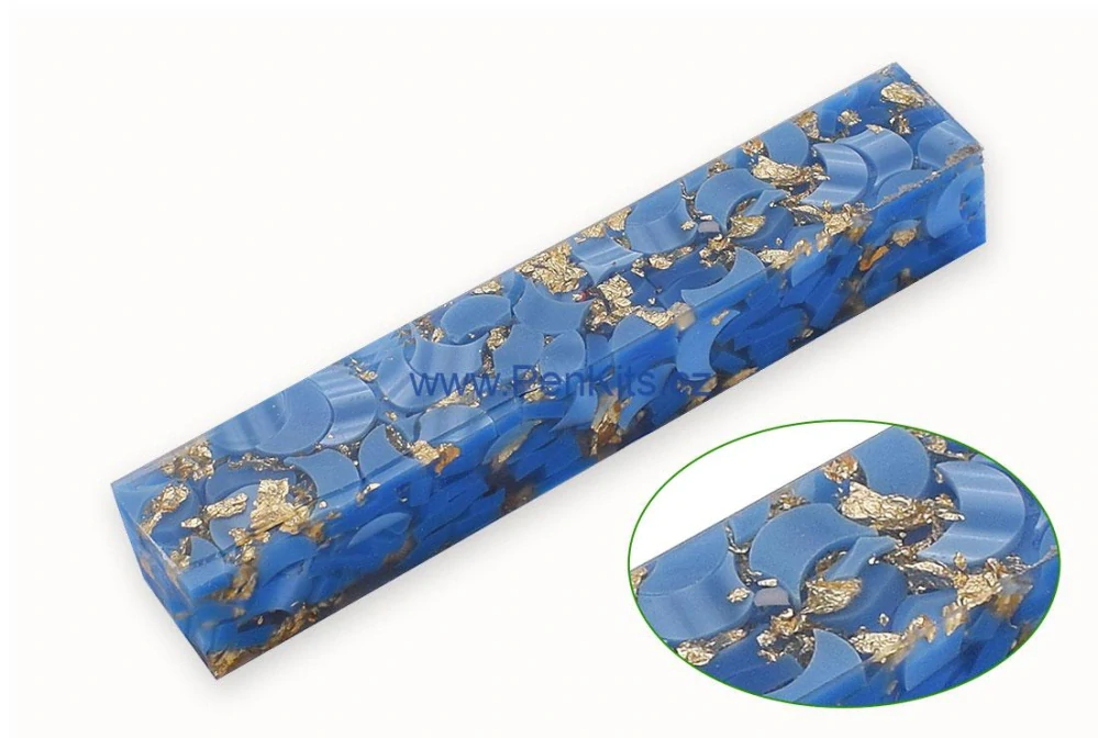 Polotovar epoxidová pryskyřice - modrá se zlatými vločkami