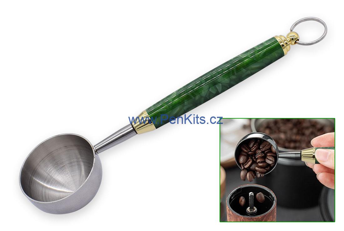 Nerezová odměrka na kávu, čaj velká - sada na výrobu, barva pokovení zlatá.