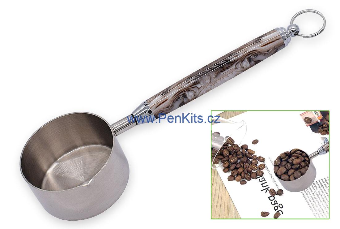 Nerezová odměrka na kávu, čaj, objem 60 ml - sada na výrobu, barva pokovení chrom.