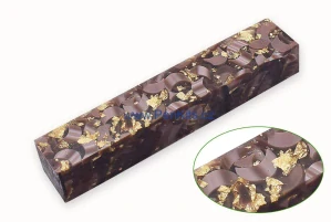 Polotovar epoxidová pryskyřice - hnědá se zlatými vločkami