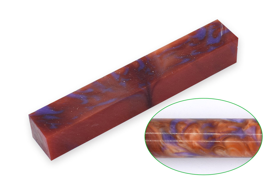 Polotovar epoxidová pryskyřice. Kávová a fialová spirála