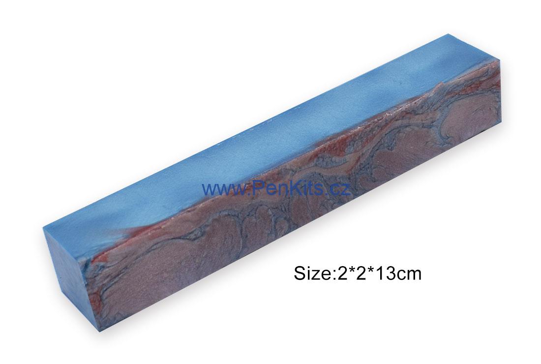 Polotovar perleťová epoxidová pryskyřice. Modrá a tmavě červená barva